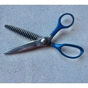 Vintage Metrology Stainless Steel Pinking Shears With Blue Handles